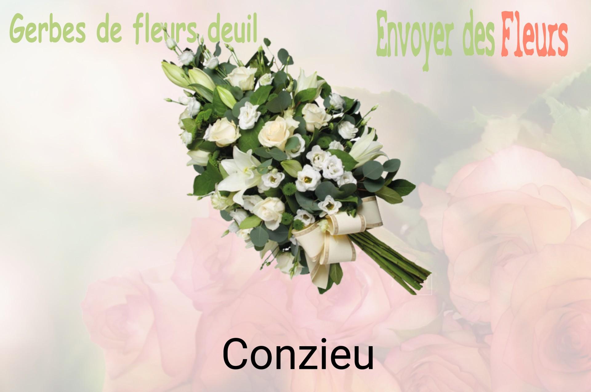 Gerbe de fleurs de deuil livrée à Conzieu